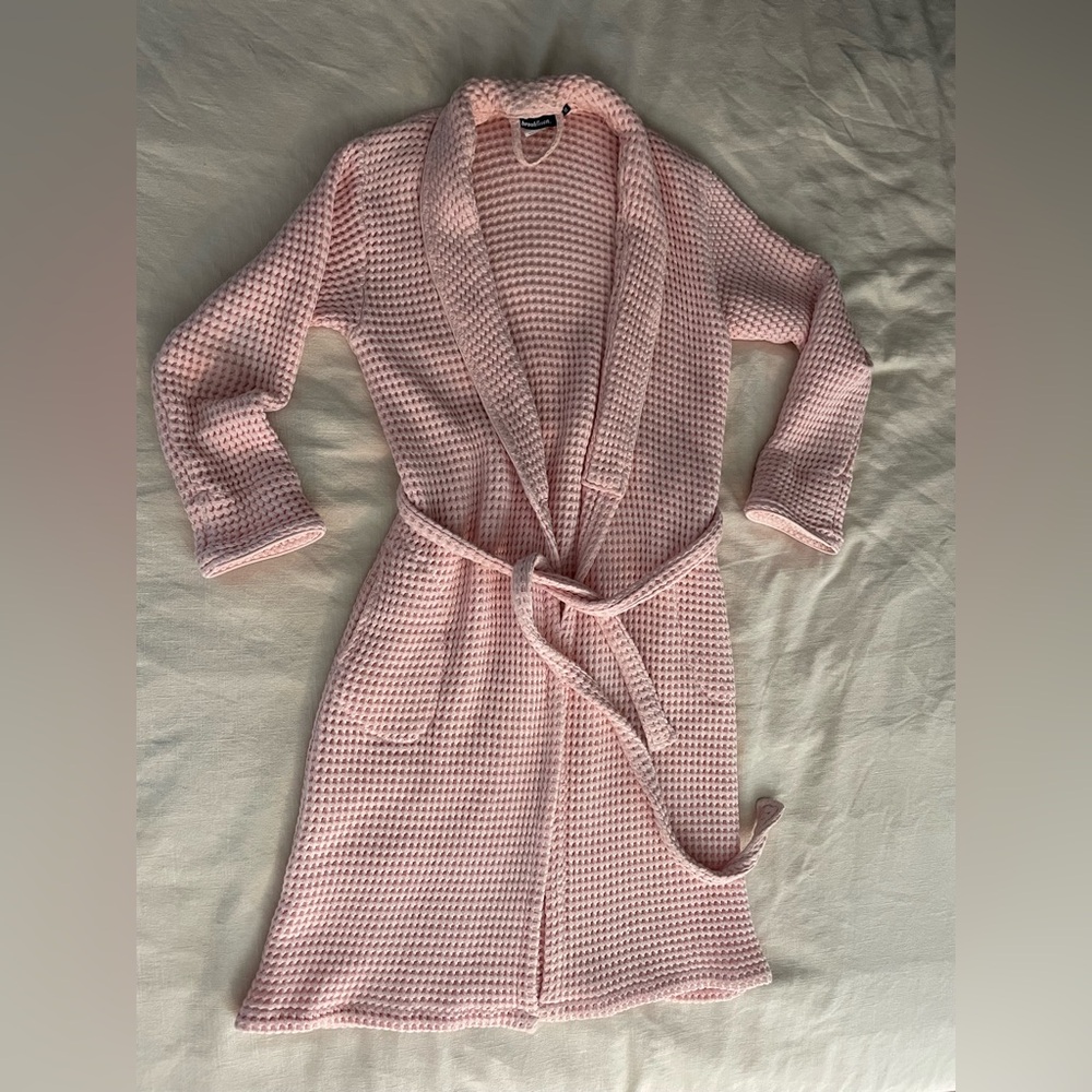 Brooklinen Pink Waffle Knit Robe
